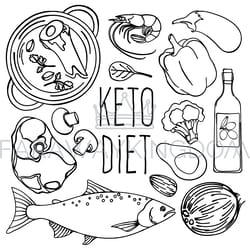 keto monochrome healthy food diet vector illustration set
