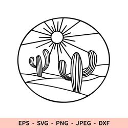Desert Svg Cactus Svg American Landscape File for Cricut Round Dxf