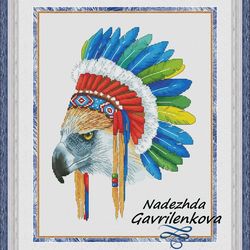 Amerindian Eagle (green). Cross Stitch Pattern. Cross Stitch Design. Digital. PDF. Saga.
