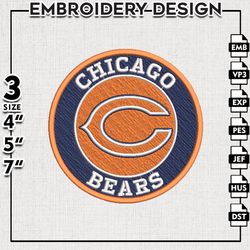 Chicago Bears NFL Logo Embroidery Designs, Bears Football Embroidery files, Bears NFL Teams, Football, Digital Download