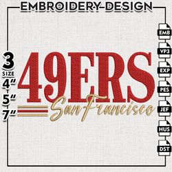 San Francisco 49ers NFL Logo Embroidery Design, 49ers Football Embroidery files, NFL Teams, Machine embroidery designs