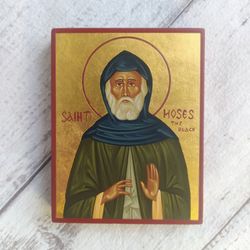 Moses the Black | Saint Moses | Hand painted icon | Christian icon | Orthodox icon | Byzantine icon | Religious icon