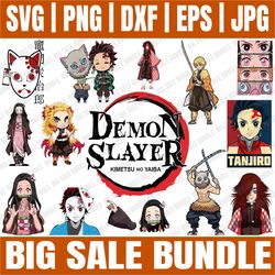 bundle 14 files demon svg, demon slayer bundle svg, demon slayer svg, nezuko svg, svg, png, eps, dxf