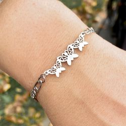 Butterflies bracelet, Stainless steel jewelry