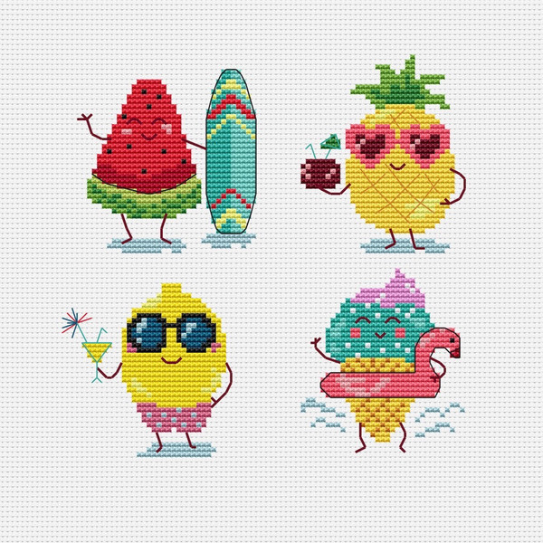 Summer Fruit cross stitch pattern