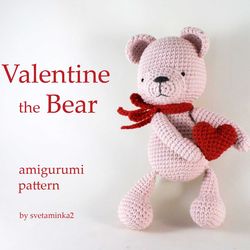 Bear Crochet Pattern Teddy Bear Valentine with crochet heart Amigurumi Pattern