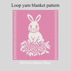 loop yarn finger knitted easter bunny blanket pattern pdf download