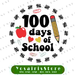 100 days of school svg, 100th day svg, teacher svg, 100th day svg, pencil svg, png, svg files for cricut