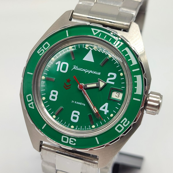 mechanical-automatic-watch-Vostok Komandirskie-Green-650858-1