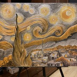 "starry night" van gogh replica gold and silver.