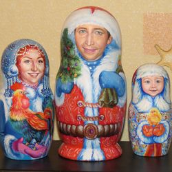 Christmas Matryoshka gift New Yew 2017 family portarits custom nesting dolls