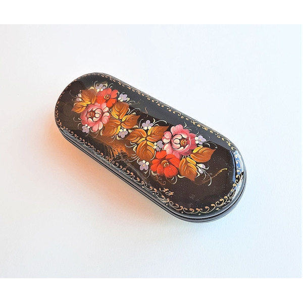 bright floral russian glasses case hand painted