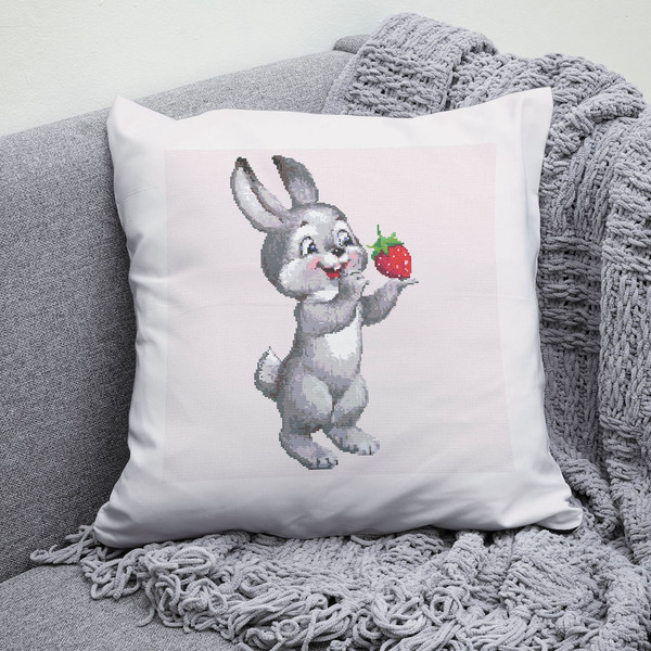 5 Funny Bunny with strawberry cross stitch pattern cross stitch chart for home decor and gift.jpg