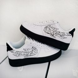 man custom inspire shoes air force 1, luxury, gift, white, black, sneakers, personalized gift, BBC 1 customization AF1