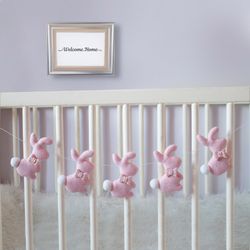 Ester bunny garland Pink bunny nursery decor Bunny easter bunting Baby room decoration Easter decor