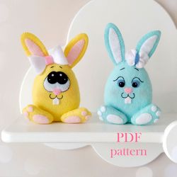 Easter bunny pattern Easter ornament pattern Felt bunny sewing pattern PDF
