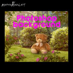 teddy bear garden digital background layered psd