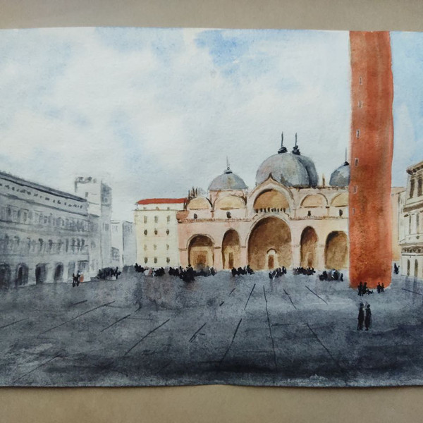 6 Piazza San Marco Painting Watercolor Art Cityscape 8 by 11.jpg