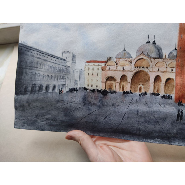 2 Piazza San Marco Painting Watercolor Art Cityscape 8 by 11.jpg