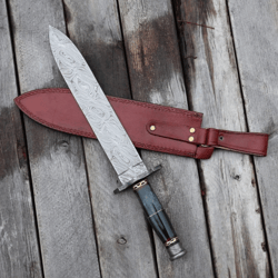 Army of the Dead Damascus Steel Dagger - Hand Forged Pattern Welded Steel Collectible Short Sword with Camel Bone Handle