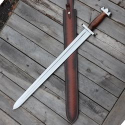 Viking Warrior God Full Tang Sword of Tyr, Hand Forged Stainless Steel Battle Ready Norse Inspired Replica Sword,