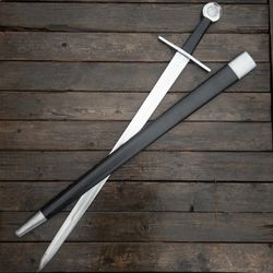 Chivalrous Knight Battle Ready Arming Sword - High Carbon Steel Functioning Medieval Replica Full Tang Knightly Sword wi