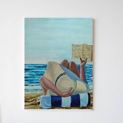 Woman Oil Painting Original Wall Artwork Woman On The Beach Erotic Painting