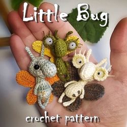 Tiny Bug crochet brooch, funny fly crochet toy, amigurumi brooch, crochet miniature, clothing decor, cute toy pattern