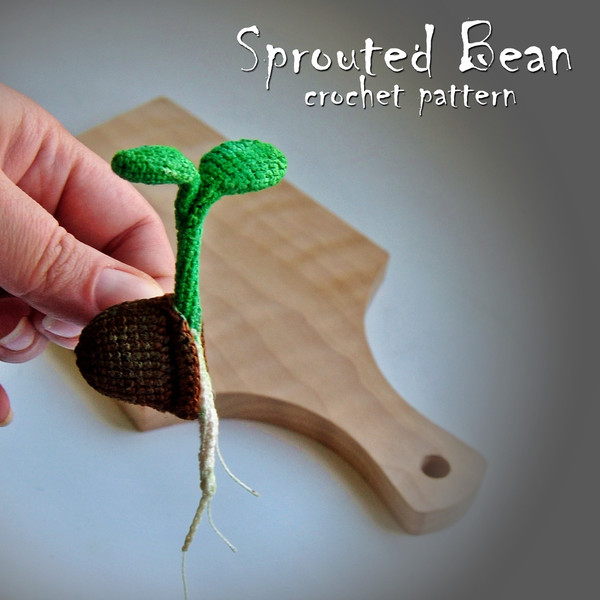 Sprouted Bean brooch crochet pattern, realistic plant tutorial, crochet flower guide, cute crochet bean, crochet jewelry 5.JPG