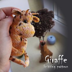 Giraffe toy knitting pattern, cute animal pattern, cute knitted toy, amigurumi knitting pattern, plush staffed toy guide