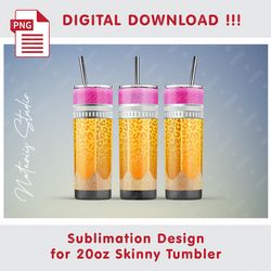 School Leopard Pencil Seamless Sublimation Pattern - 20oz SKINNY TUMBLER - Full Tumbler Wrap
