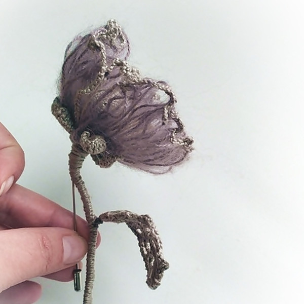 Fantasy flower crochet pattern, crochet flower brooch, elegant brooch for women, handmade flower, plant tutorial 16.jpg