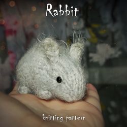 Rabbit cute toy knitting pattern, amigurumi toy pattern, bunny knitting pattern, hare knitting tutorial, knitted bunny