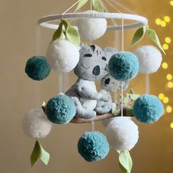 koala mobile crib musical mobile felt nursery decor mobile baby boy mobile boy baby shower gift for pregnant