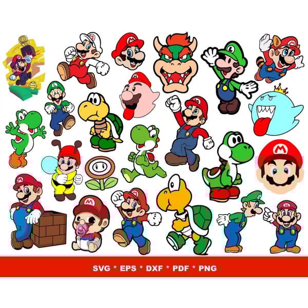 Super Mario SVG Cut Files, Super Mario PNG Designs, Layered - Inspire ...