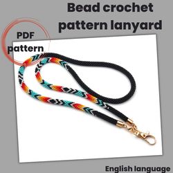Pattern teacher lanyard, Ethnic lanyard pattern, Bead crochet pattern, Pattern lanyard holder
