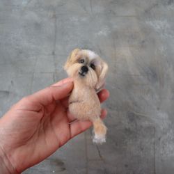 Custom shih tzu dog portrait pin from photo Handmade needle felted pet brooch Pet loss gift Personalized dog replica