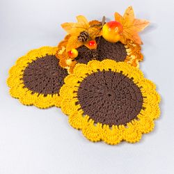 Sunflowers crochet doily PDF pattern