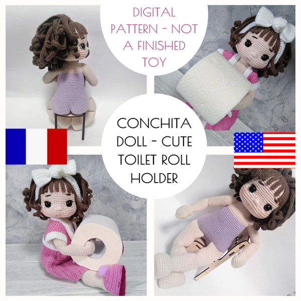 Doll toilet online roll holder pink