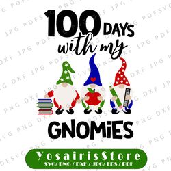 100 days with gnomies svg, school svg, 100 days of school svg, gnomies svg, cheetah gnomes 100 days svg, 100th day svg