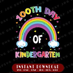 100 days of kindergarten school teacher smarter rainbow svg, school teacher smarter rainbow svg