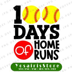 100 days of home runs svg - cut file - dxf file - 100 days of school svg - school shirt svg - 100th day of school