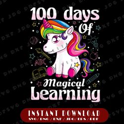 100th Day of School Unicorn PNG, Girls 100 Days of School Png, 100 Days Png, Unicorn png