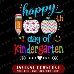 happy 100th day of school kindergarten png, 100 days png file, kid's saying, shirt quote