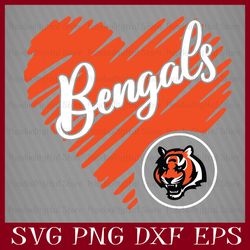 Cincinnati Bengals Heart Football Team Svg, Cincinnati Bengals Heart Svg, NFL Teams svg, NFL Heart, NFL Svg, Png, Dxf