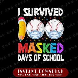 i survived 100 masked days of school png, baseball wearing mask png, 100th day school png, baseball png