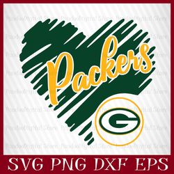 Green Bay Packers Heart Football Team Svg, Green Bay Packers Heart Svg, NFL Teams svg, NFL Heart, NFL Svg, Png, Dxf