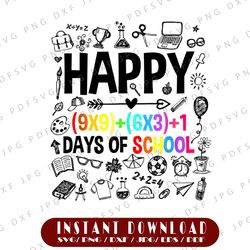 happy 100 days of school png, math formula 100 days of school png, math teacher png, school shirt for kids