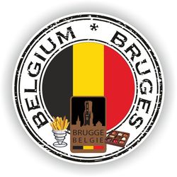 belgium bruges seal sticker round flag for laptop book fridge guitar motorcycle helmet toolbox door pc boat
