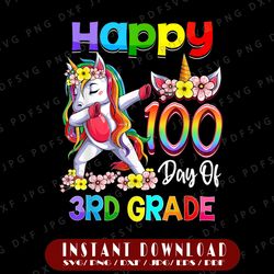 dabbing unicorn 100th day of school png, 3rd grade girls teacher png, cute unicorn school png, unicorn 100 days png